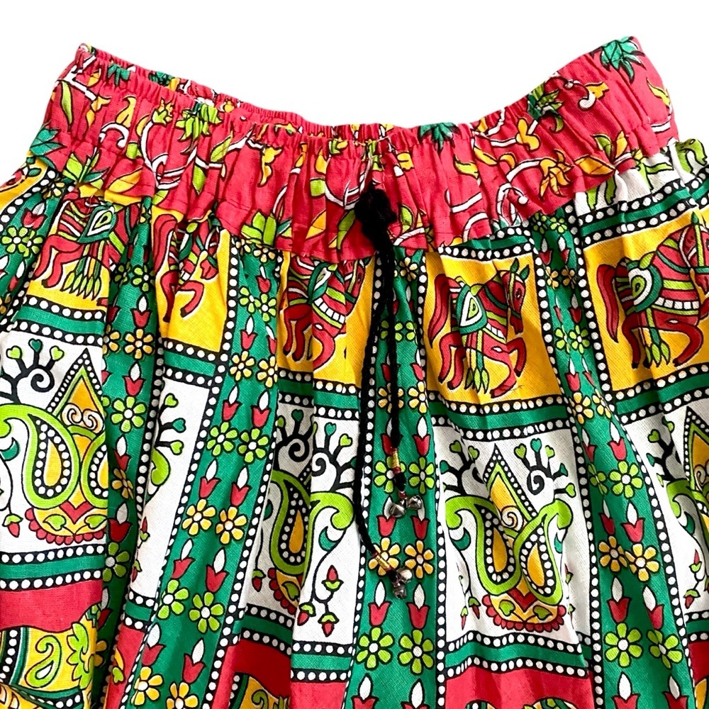 Source Unknown Vibrant Elephant Print A-Line Skirt - image 3